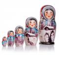 (EU) Matrjoschka-Puppen (5 Stk) mit Logo Burjaten